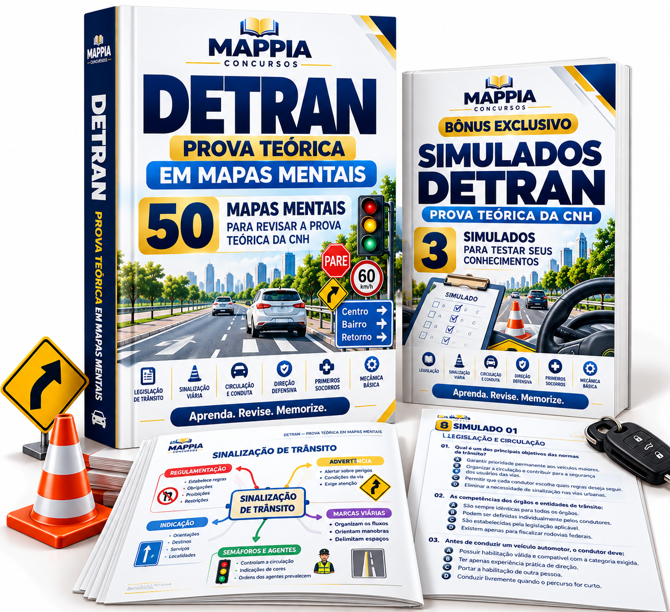 DETRAN 2026 — 50 MAPAS MENTAIS + 3 SIMULADOS DA CNH