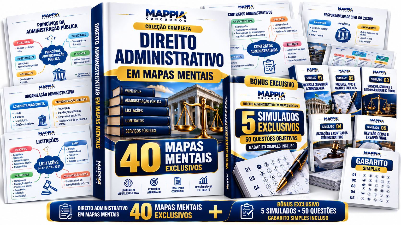 DIREITO ADMINISTRATIVO EM MAPAS MENTAIS — 40 MAPAS + BÔNUS DE 5 SIMULADOS