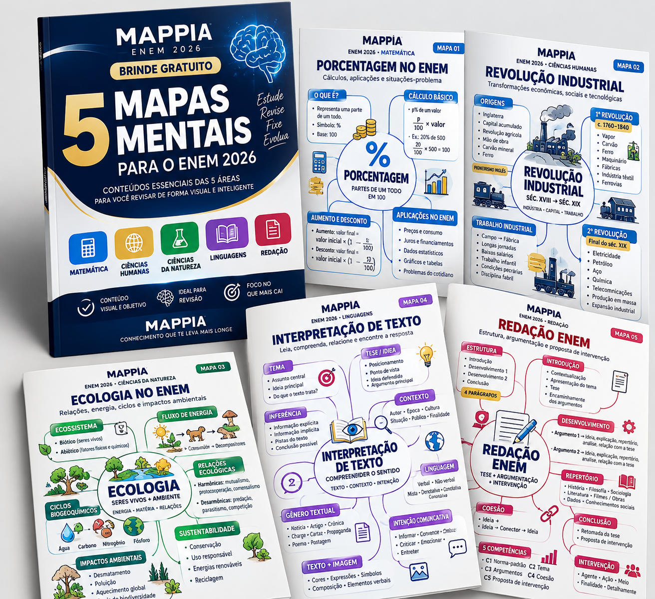 5 MAPAS MENTAIS ENEM 2026 — BRINDE GRATUITO
