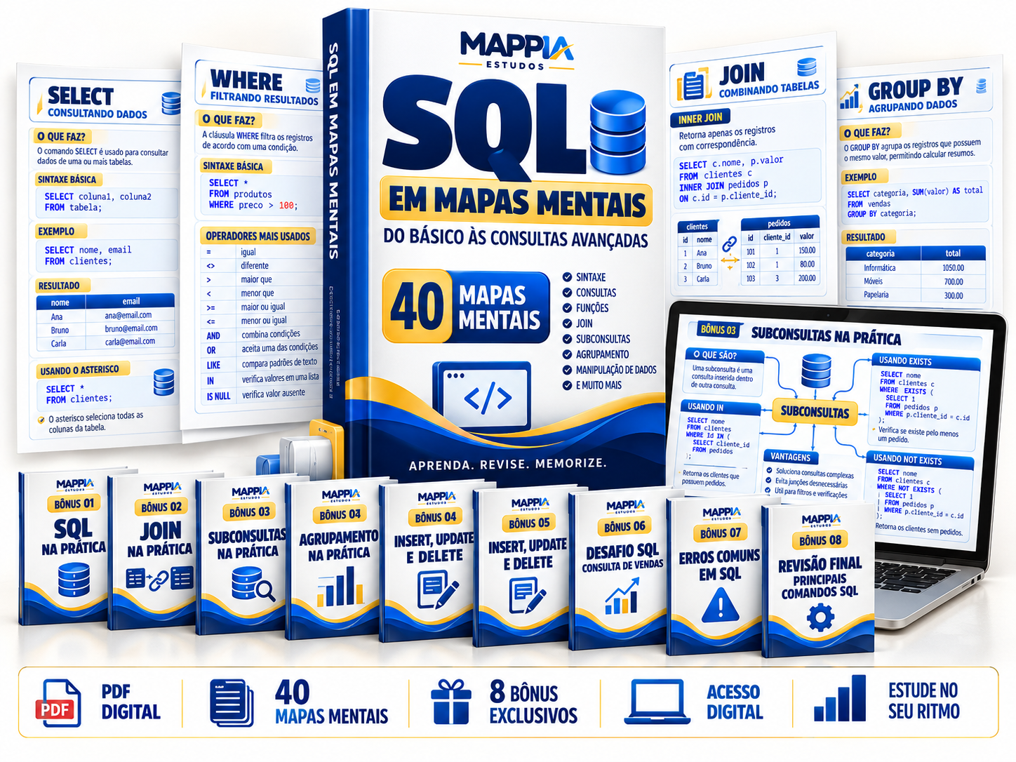 SQL EM MAPAS MENTAIS — Do Básico às Consultas Avançadas + 8 Bônus